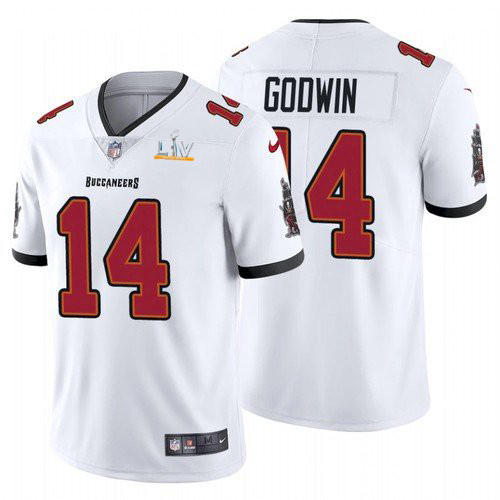 Men's Tampa Bay Buccaneers #14 Chris Godwin White 2021 Super Bowl LV Limited Stitched Jersey